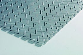 Plastiflor Cheque Plate Silver vinyl interlocking tiles